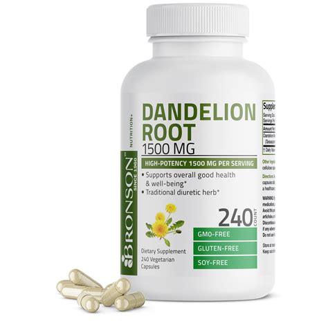 Dandelion Root 1500 MG per Serving – Bronson Vitamins | Quality ...