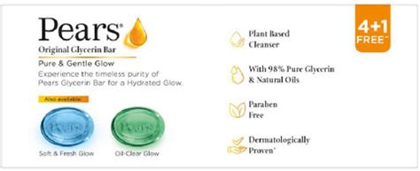 Pears Original Glycerin Soap Bar - Pure & Gentle Glow | With 98% Pure ...
