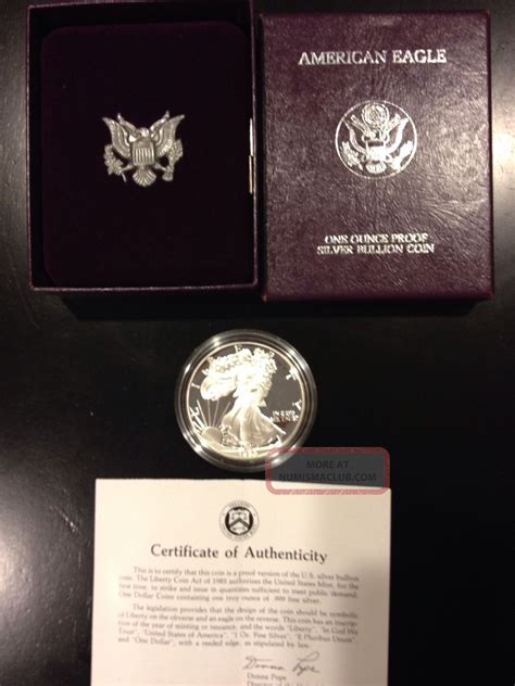 1986 American Silver Eagle Proof. 999 Silver Coin And One Ounce