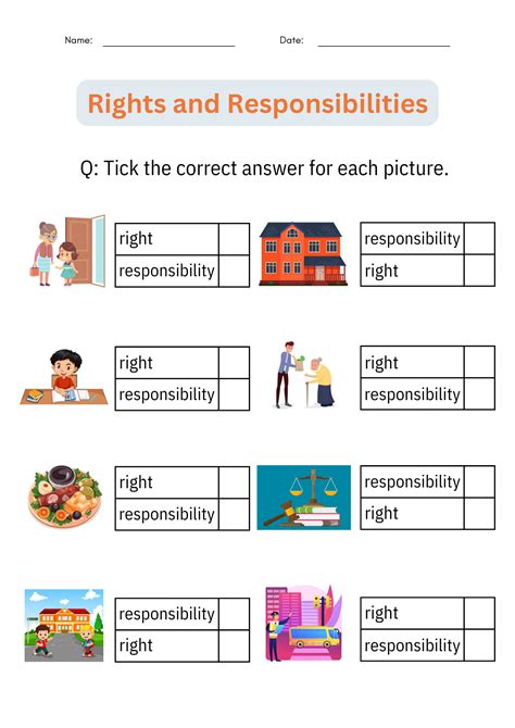 Rights and Responsibilities of Citizens Activities Worksheets for ...