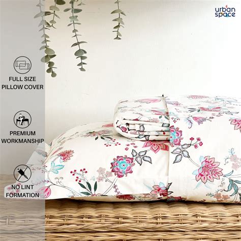 Urban Space 200 TC 100% Combed Cotton Double Bedsheet with 2 Pillow ...
