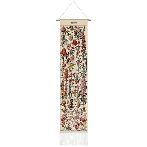 Vintage Flower Tapestry 52 x 13 Inch,Long Vertical Wall Hanging ...