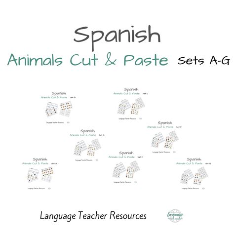 Spanish Animals Cut and Paste Complete Set - Language Teacher Resources