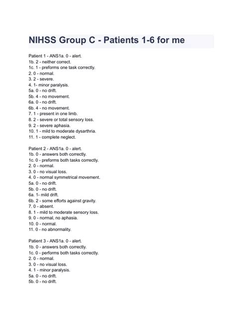 NIHSS Group C - Patients 1-6 for me NEWEST 2025/2026 ACTUAL EXAM ...