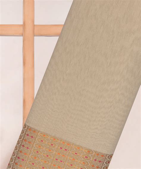 Beige Linen Fabric with Zari Border(cut-5.5 mtr) – Fabric Depot