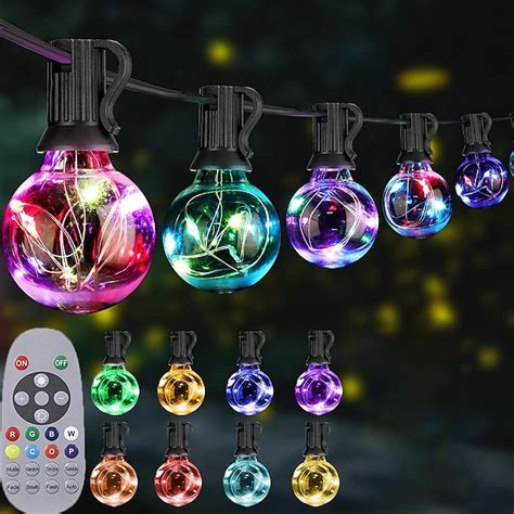 Globe String Lights Outdoor 15m 25LEDs 20Modes Patio Lights with 25 ...