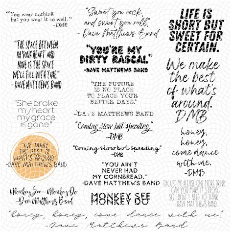 Dave Matthews Band Lyrics Pack 20 PNG Files - Etsy