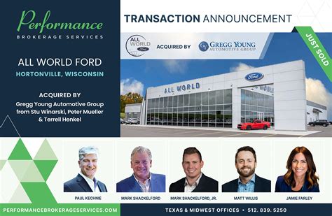 Gregg Young Auto Group Acquires All World Ford and Chrysler World in Wisconsin - Performance ...