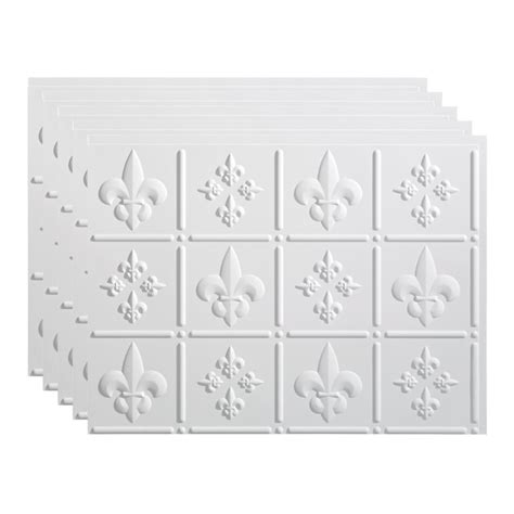 Fasade Fleur-de-Lis 18.25-in x 24.25-in Matte White Backsplash Panels ...