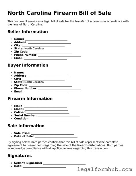 Prepare Your North Carolina Firearm Bill of Sale With Our Printable Form