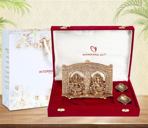 Buy INTERNATIONAL GIFT® Copper Laxmi Ganesh God Idol Statue Oxidized ...