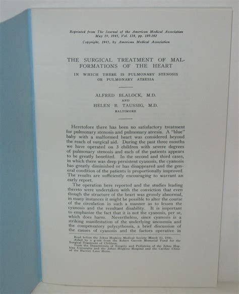 "The Surgical Treatment of Malformations of the Heart in which There is Pulmonary Stenosis or ...