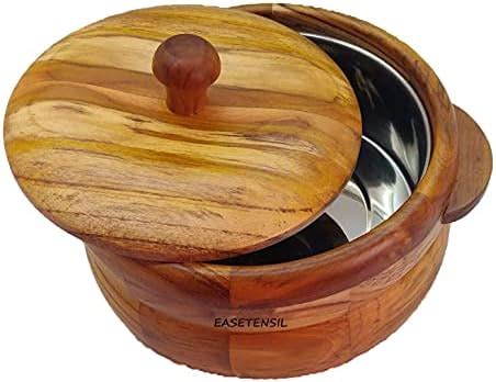 Buy Vesta Homes Wooden Casserole with Lid for Roti, Hot, Masala Box ...