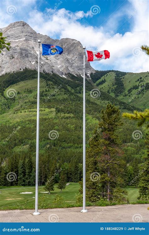 Canadian and Alberta flags stock image. Image of flags - 188348229