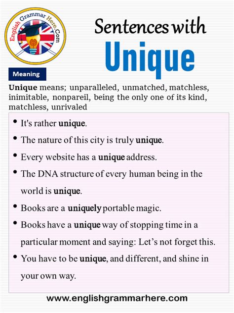 Sentences with Unique, Unique in a Sentence and Meaning - English Grammar Here