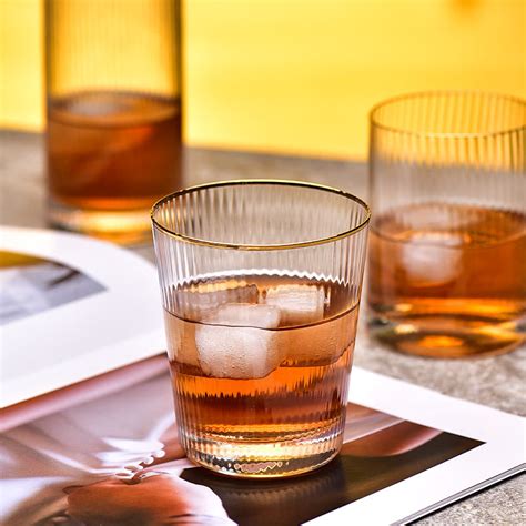 Crystal Water Glass with Gold Line 315ml Set of 6 – TARISSA