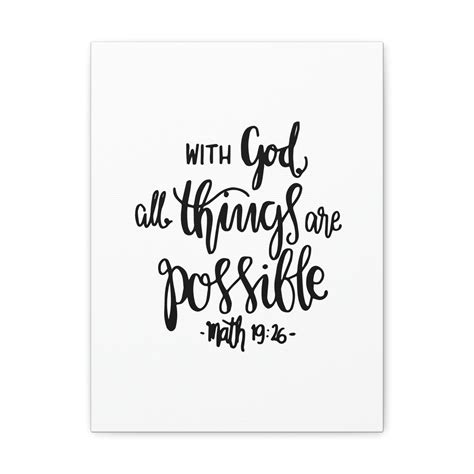 Scripture Walls With God All Things Matthew 19:26 Cursive Christian Wall Art Bible Verse Print ...