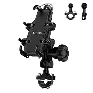 MOTOKER Anti-Vibration Dampener Motorcycle Phone Mount, One-Hand ...