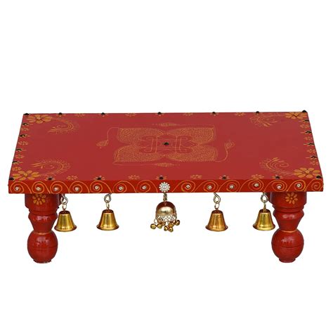 Ramkripa Art Home Decorative Wooden Puja Chowki Patla Diwali Navratri ...