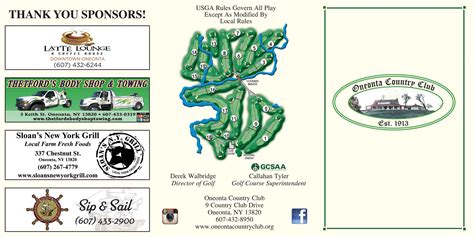 Scorecard — Oneonta Country Club