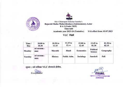 Notices and Timetable