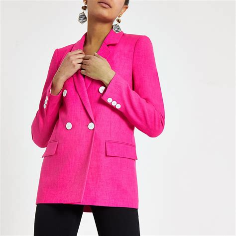 Womens Pink Blazer River Island at Mary Bevis blog