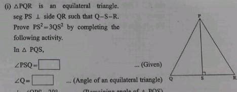 APQR is an equilateral triangle. seg PS side QR such that Q-S-R. Prove ...