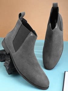 El Paso El Paso Men Grey Faux Leather Casual Slip On Boots Boots For ...