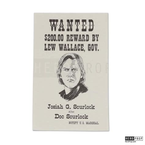 Young Guns II – Doc Scurlock (Kiefer Sutherland) Wanted Poster ...