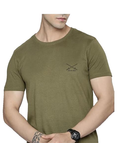 ARMYNEW PATTERN COMBAT FIT Men's Round Neck Cotton Rich Half Sleeve Ol ...