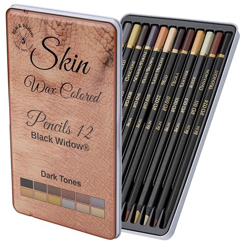 Buy Black Widow Skin Tone Colored Pencils for Adult Coloring, 12 Color ...