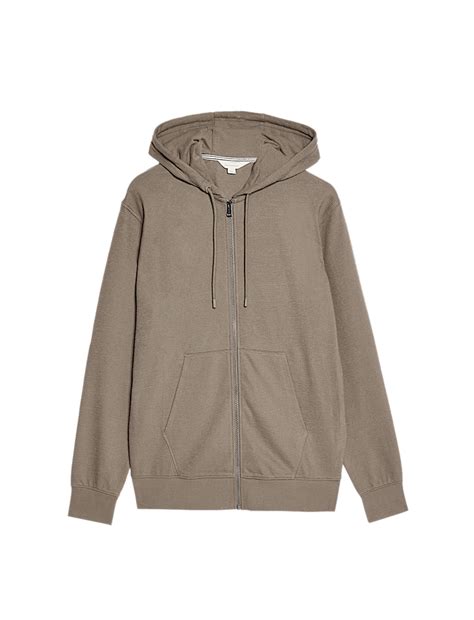 Buy Pure Cotton Textured Zip Through Hoodie at Marks & Spencer