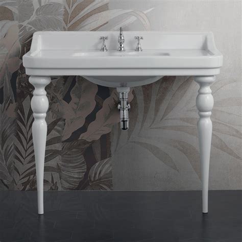 Classic Console Washbasin in White Ceramic Made in Italy