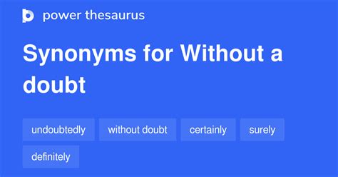 WITHOUT A DOUBT Synonyms: 981 Similar Words & Phrases