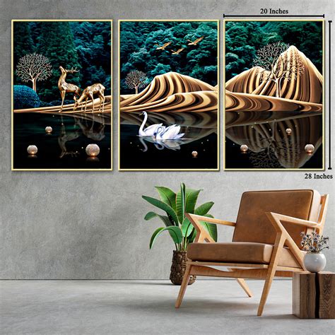 Rejoice with Nature Framed Canvas Print Set of 3 | Dekor Company