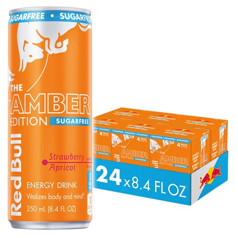 Red Bull Amber Edition Sugarfree Energy Drink, Strawberry Apricot, 8.4 ...