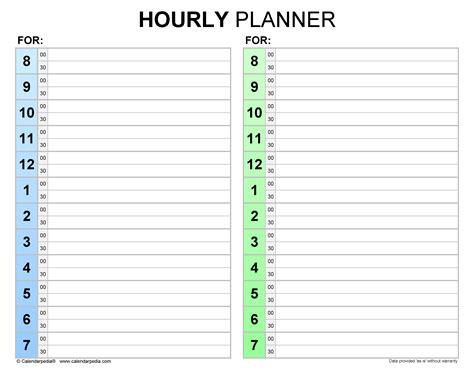 Free Hourly Planners in PDF Format - 20+ Templates
