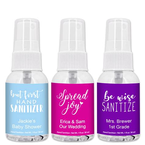 Personalized Hand Sanitizer Favors with Catchy Slogans - 1oz Spray ...