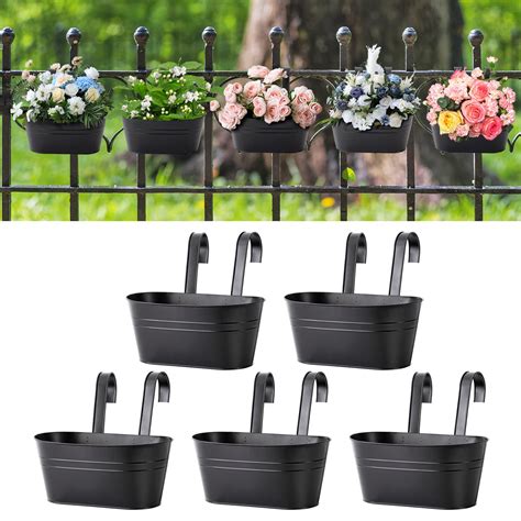 Amazon.com: 5 Pcs Iron Hanging Flower Pots 11 Inch Hanging Planters for ...