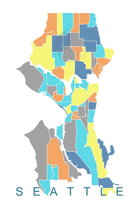 Seattle Map, Neighborhoods Print - Etsy