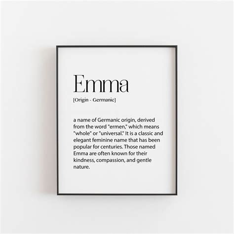Emma Name Meaning Print | Girls Name Art | Nursery Decor | Personalised ...