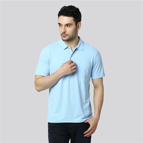 Men's Sky Blue & White Matte Polo T-Shirt Combo with Pocket ...