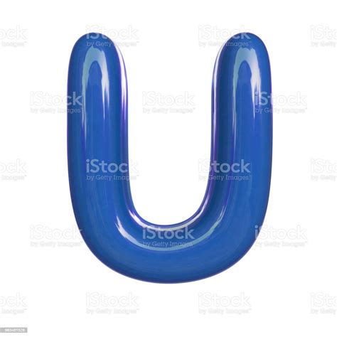 Glossy Blue Paint Letter U 3d Render Of Bubble Font Isolated On White Background Stock Photo ...