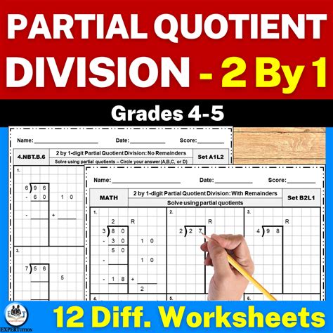 Partial Quotients Division Practice Worksheets | 2-Digit by 1-Digit ...