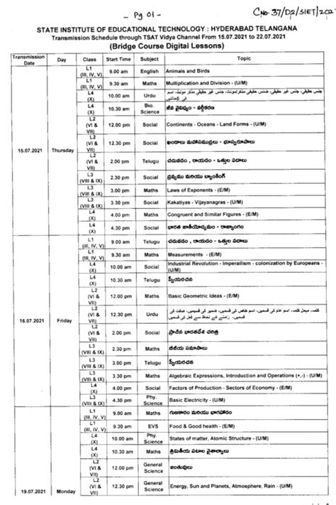 🖨️ Digital Classes Schedule from 15.07.2021 to 22.07.2021