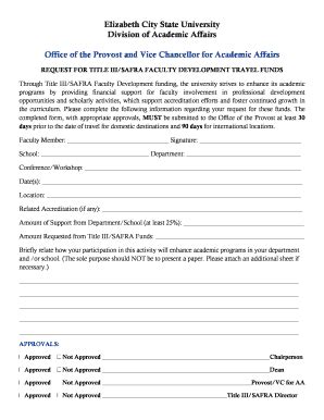 Faculty Development Travel Request Form - Elizabeth City State ...