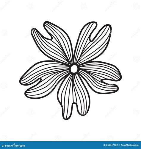 One Hand Drawn Flower in Line Art Style. Black Vector Illustration ...
