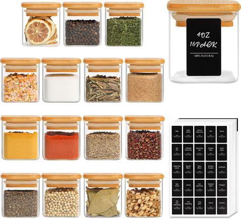 Amazon.com: Nuenen Set of 24 Airtight Square Spice Containers 4 oz ...