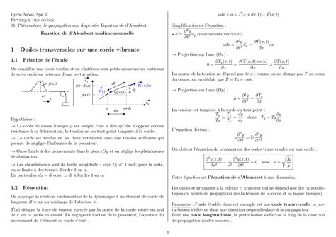 Équation de d’Alembert unidimensionnelle - Cours - AlloSchool