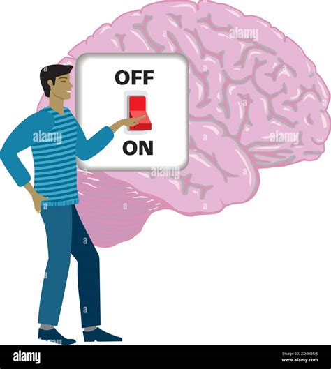 Man turning on brain. Isolated. Vector illustration Stock Vector Image & Art - Alamy